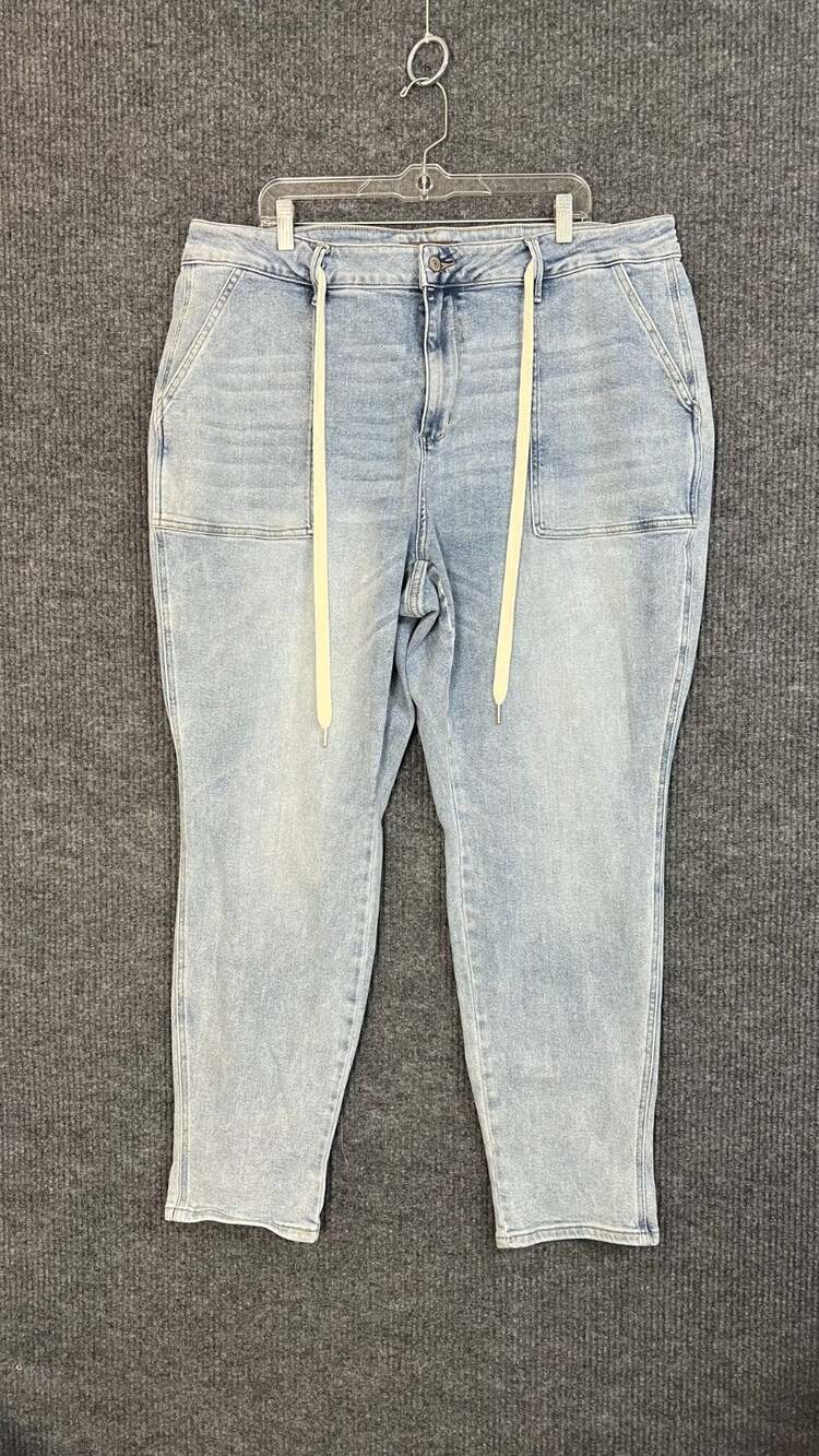 Judy Blue Pants Womens Plus 22W Denim Jogger Blue Light Wash Drawstring Pull On